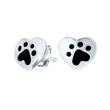 Solid 925 Sterling Silver Dog Novelty Stud Earrings Pet Puppy Animal Canine